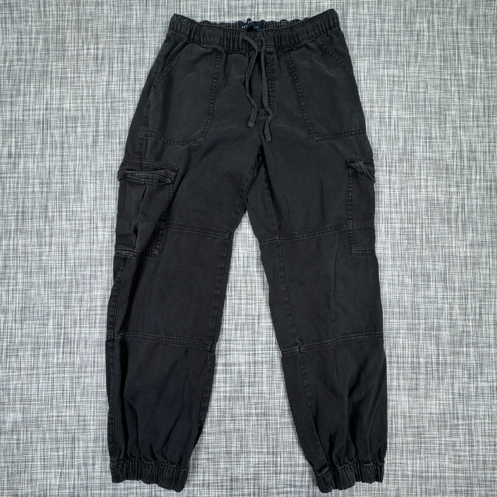 Aeropostale Women's Baggy Cargo Jogger Pants Black Small Tencel Cotton Utility